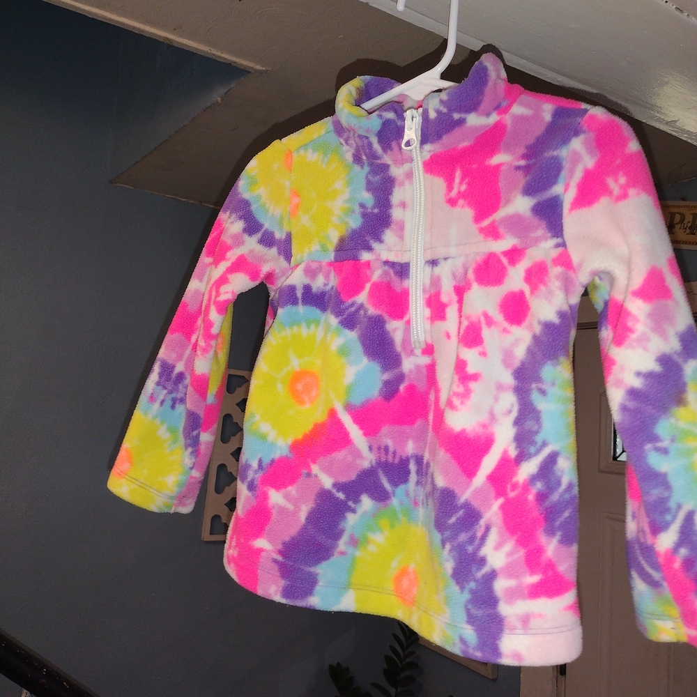 The Children's Place Pink and Yellow Tie-Dye Fleece Hoodie 2T